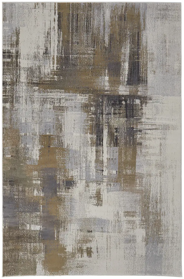 8' X 12' Gray And Brown Abstract Area Rug