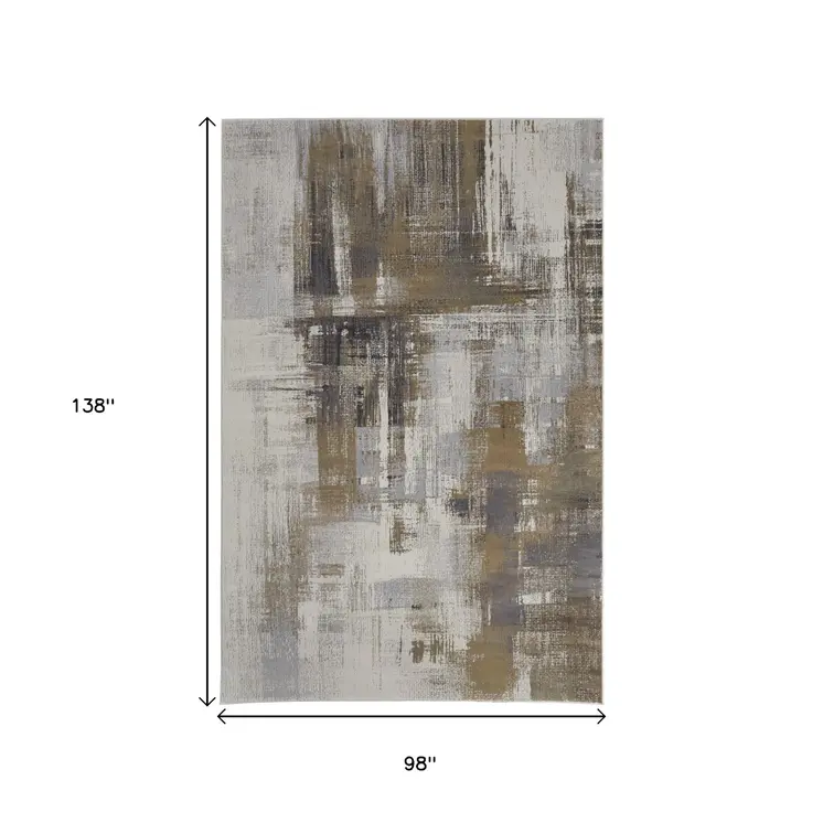 8' X 12' Gray And Brown Abstract Area Rug