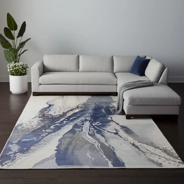 8' X 10' Gray And Ivory Abstract Area Rug