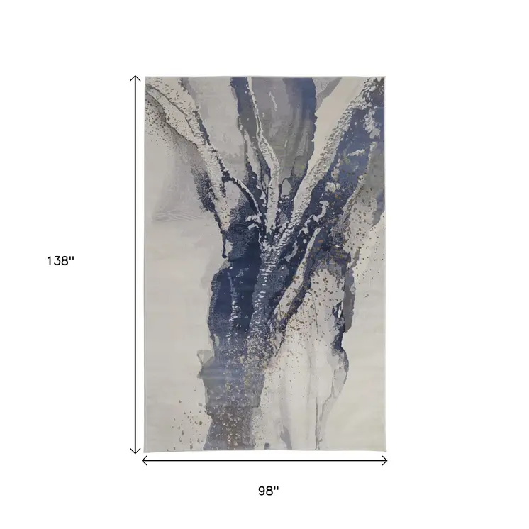 8' X 12' Gray And Ivory Abstract Area Rug