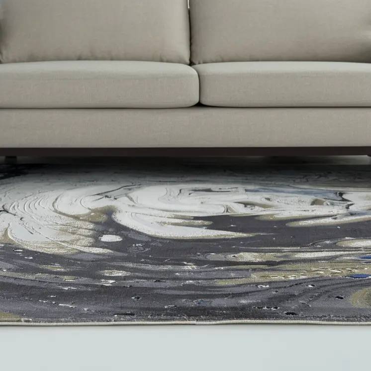 5' X 8' Gray And Ivory Abstract Area Rug