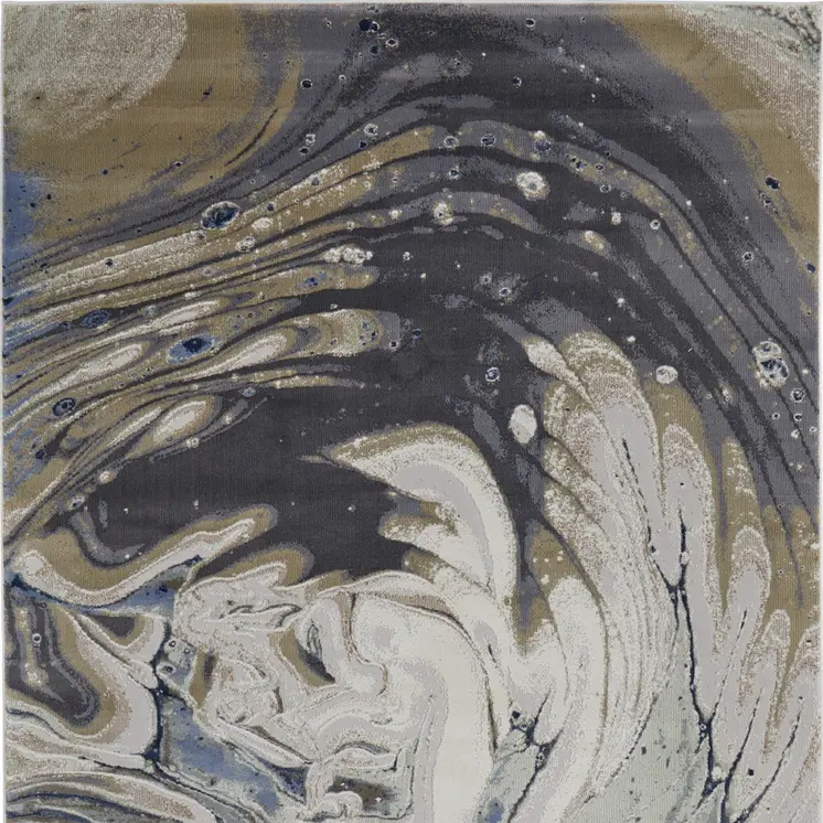 8' X 12' Gray And Ivory Abstract Area Rug