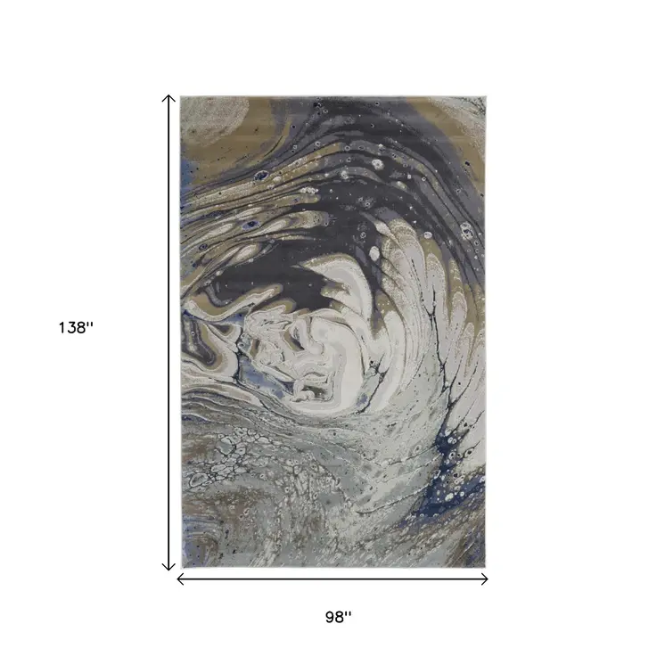 8' X 12' Gray And Ivory Abstract Area Rug