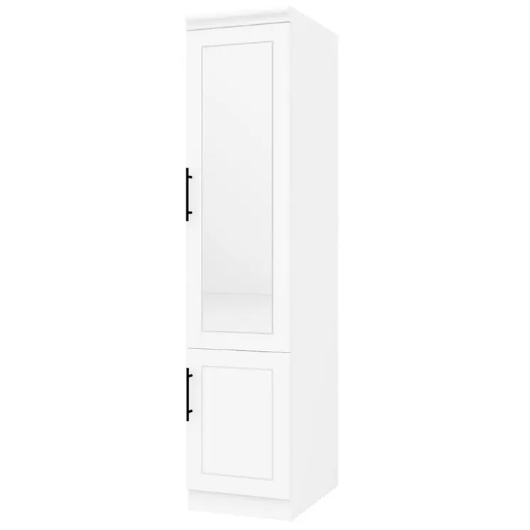 71" White Wood Mirrored Two Door Combo Dresser