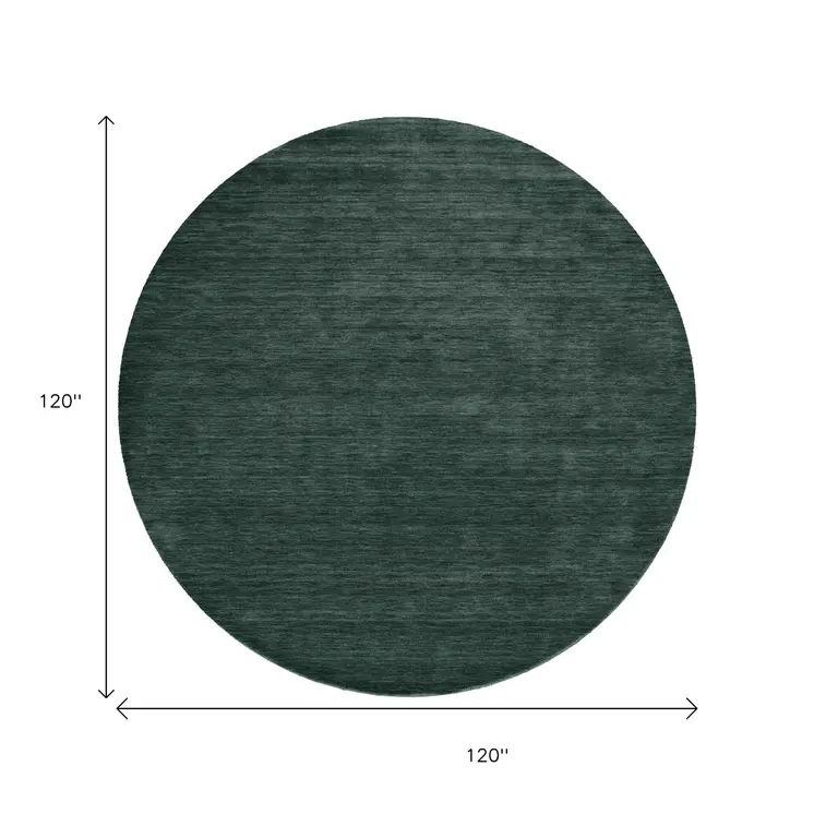10' Green Hand Woven Round Rug
