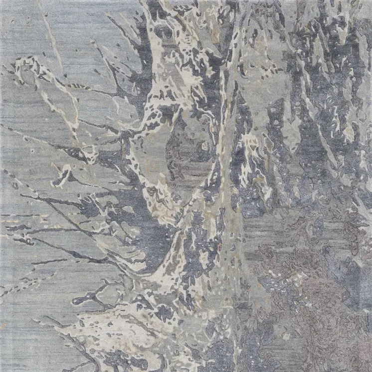 10' X 14' Blue Taupe And Green Abstract Hand Tufted Distressed Area Rug