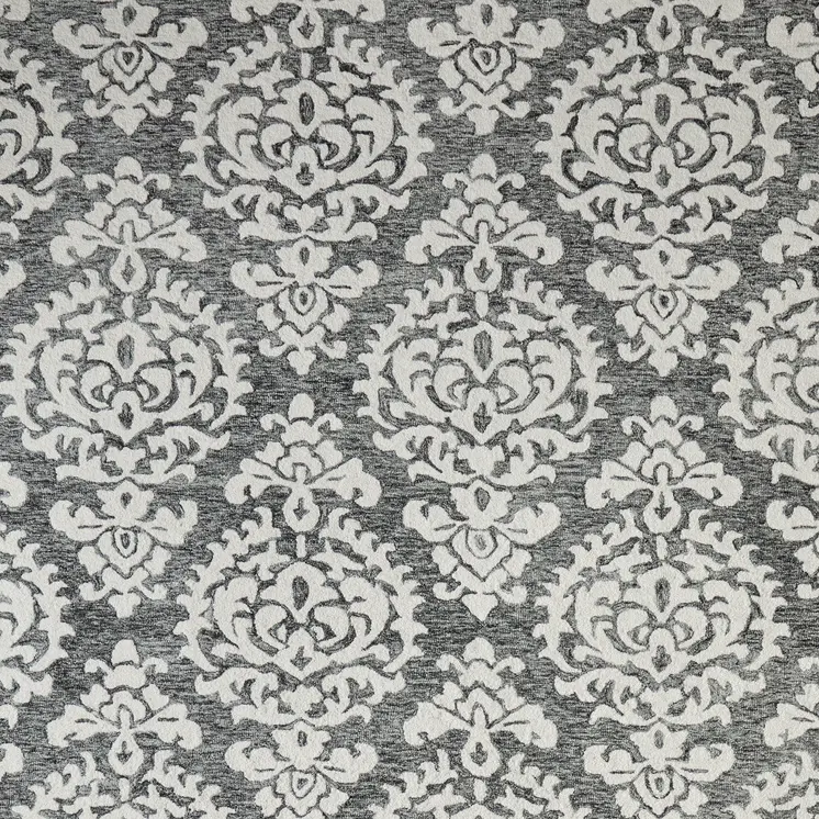 10' X 14' Gray Ivory And Black Floral Hand Tufted Area Rug