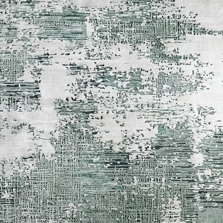 10' X 14' Green And White Abstract Hand Tufted Area Rug