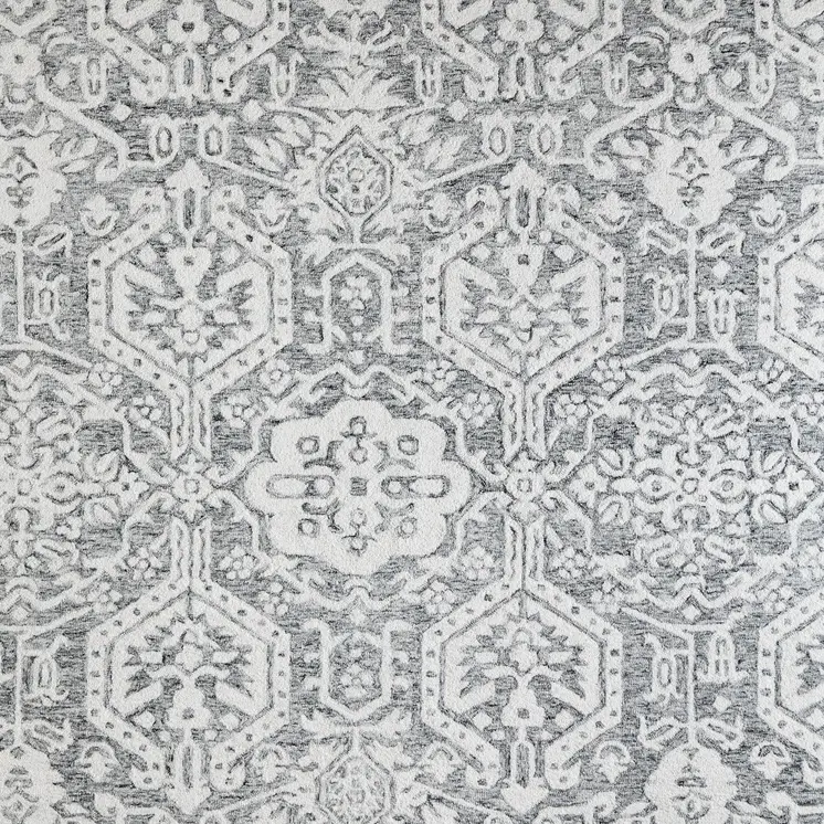 10' X 14' Gray And White Geometric Hand Tufted Area Rug