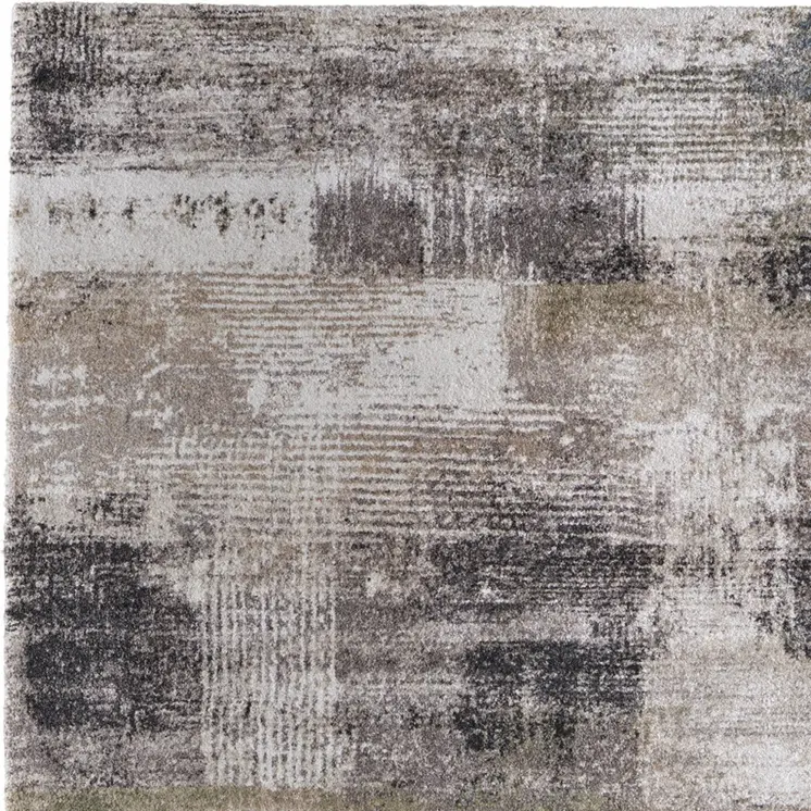 10' X 13' Gray Taupe And Ivory Abstract Distressed Area Rug