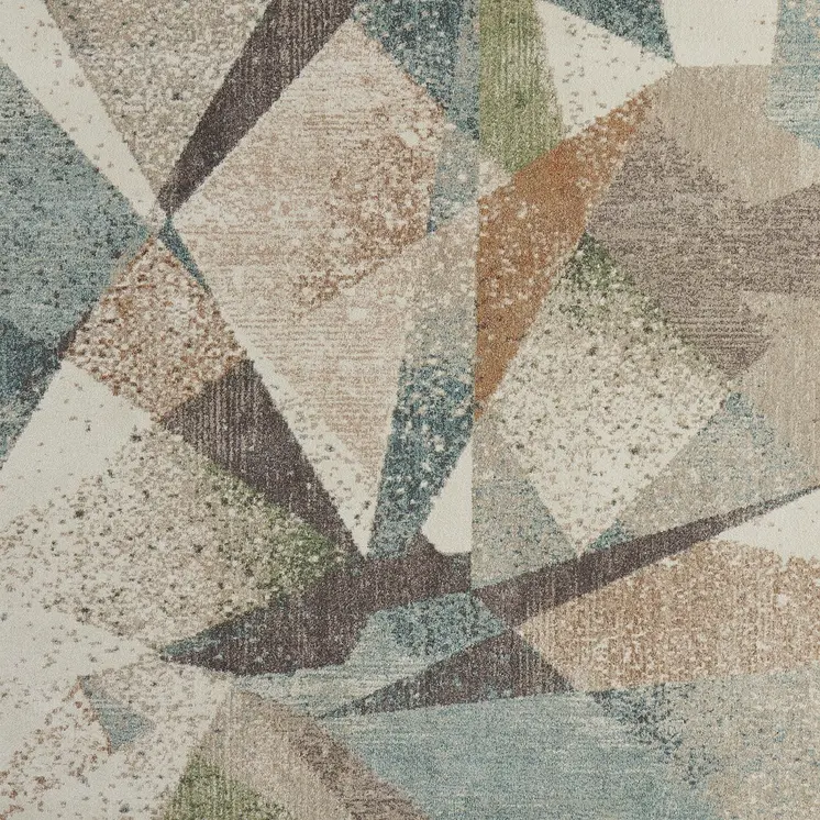 10' X 13' Ivory Blue And Green Checkered Area Rug