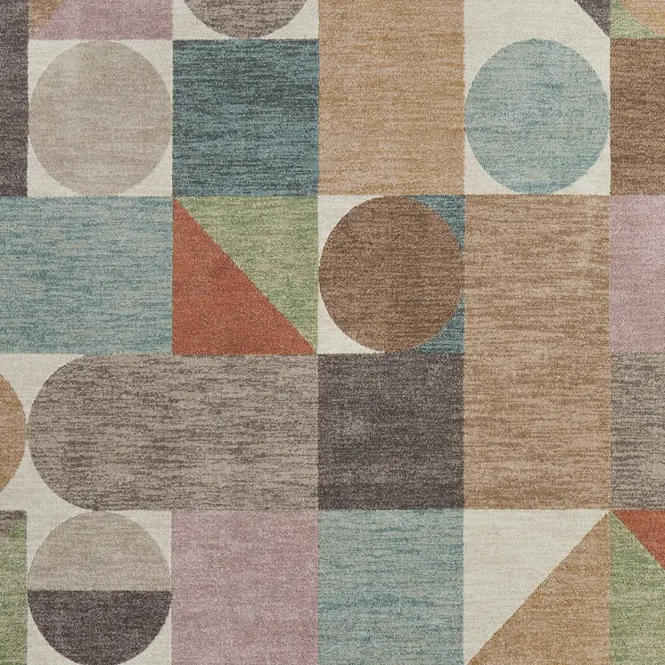 10' X 13' Ivory Brown And Blue Checkered Area Rug