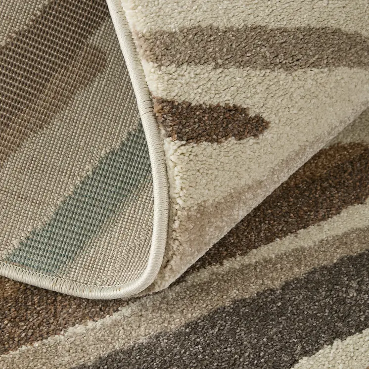 10' X 13' Ivory Brown And Blue Abstract Area Rug