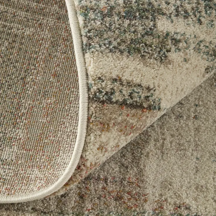 10' X 13' Ivory Gray And Green Abstract Distressed Area Rug