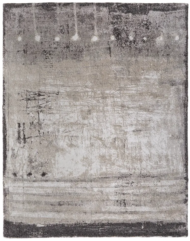 10' X 13' Gray Ivory And Taupe Abstract Distressed Area Rug