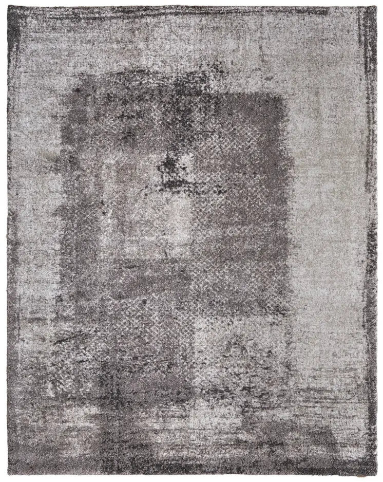 10' X 13' Gray Black And Taupe Abstract Distressed Area Rug