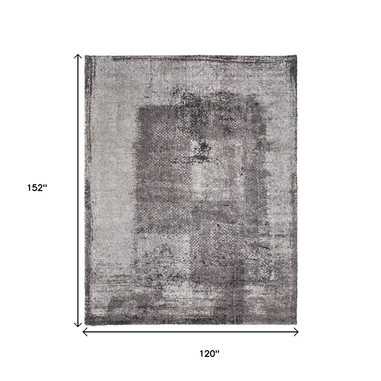 10' X 13' Gray Black And Taupe Abstract Distressed Area Rug
