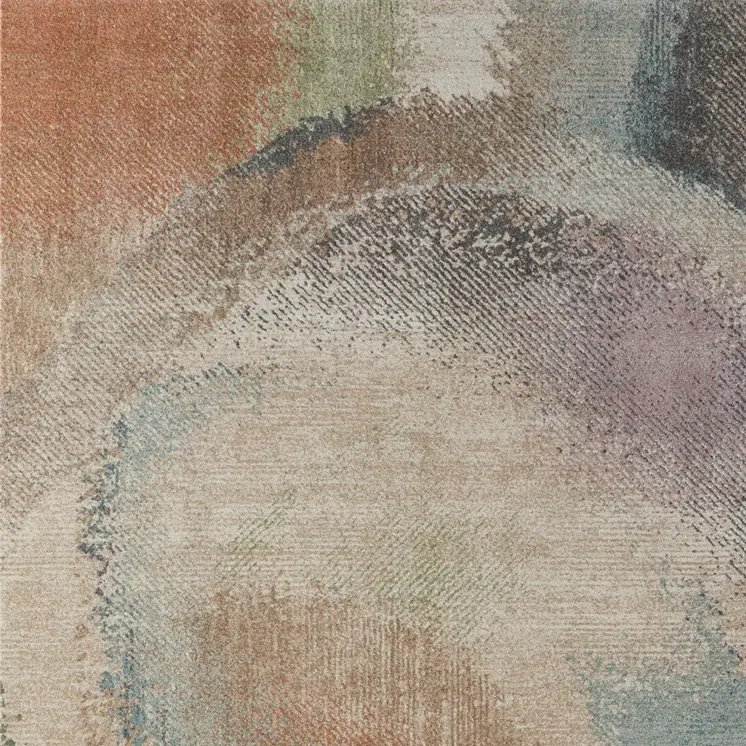 10' X 13' Brown Tan And Blue Abstract Distressed Area Rug