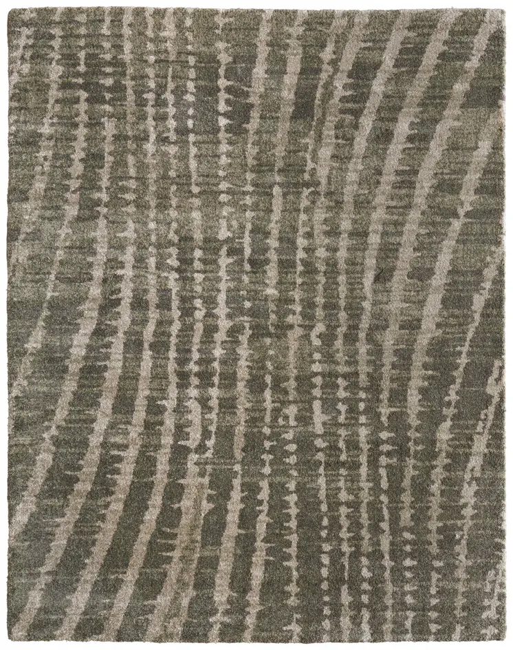 12' X 15' Green And Tan Abstract Area Rug