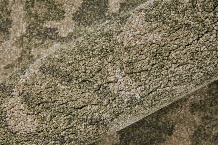 12' X 15' Green And Tan Abstract Area Rug