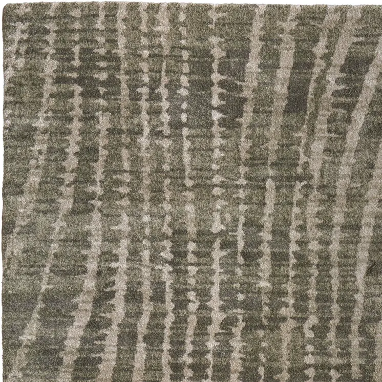 12' X 15' Green And Tan Abstract Area Rug