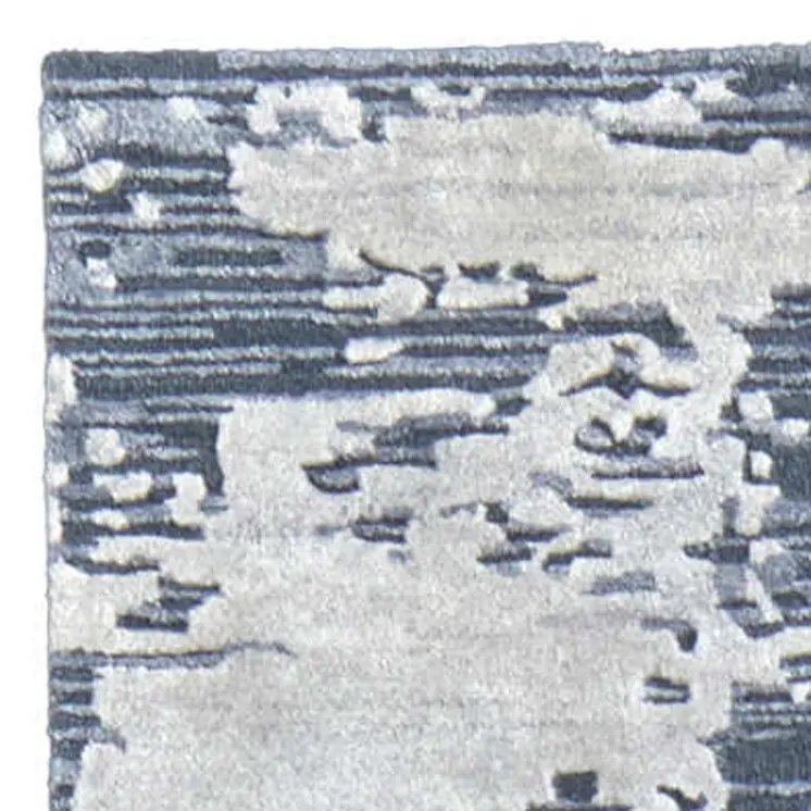 12' X 15' Blue And Ivory Abstract Hand Tufted Area Rug