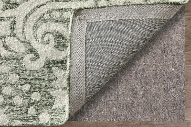 12' X 15' Ivory And Green Floral Hand Tufted Area Rug