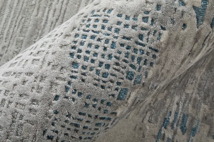 12' X 15' Gray Taupe And Blue Abstract Hand Tufted Area Rug