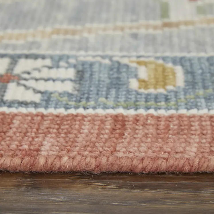 12' X 15' Red Gray And Ivory Floral Hand Knotted Area Rug With Fringe