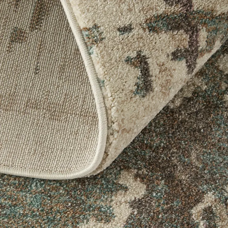 12' X 15' Ivory Blue And Purple Abstract Distressed Area Rug