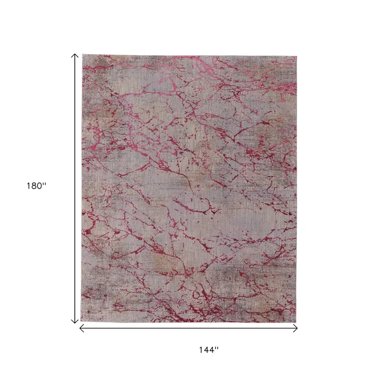 12' X 15' Pink Gray And Taupe Abstract Area Rug