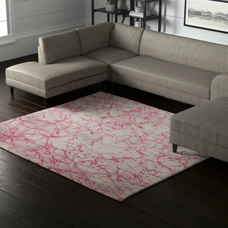 12' X 15' Pink Gray And Taupe Abstract Area Rug