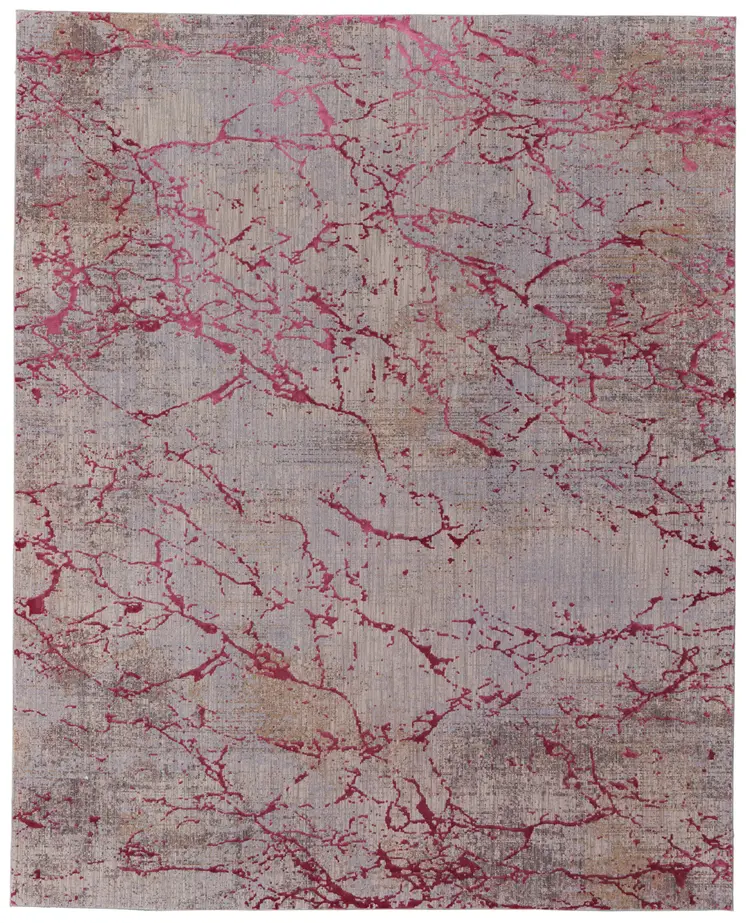 12' X 15' Pink Gray And Taupe Abstract Area Rug