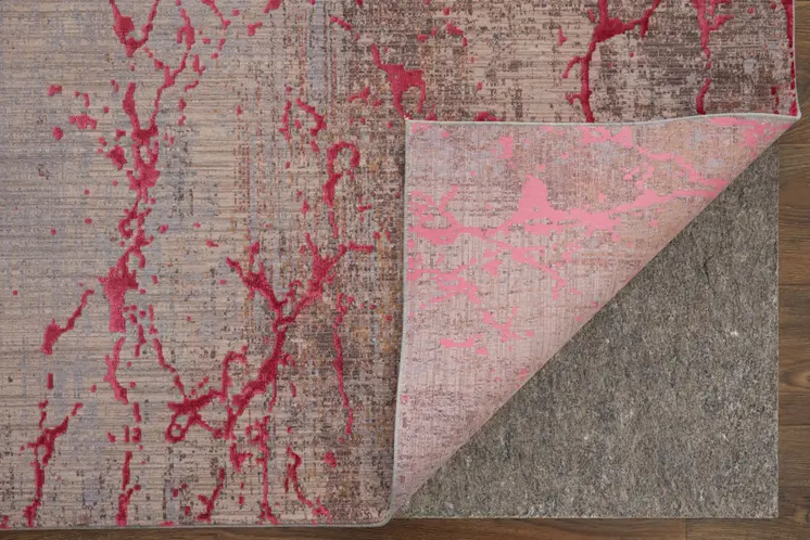 12' X 15' Pink Gray And Taupe Abstract Area Rug