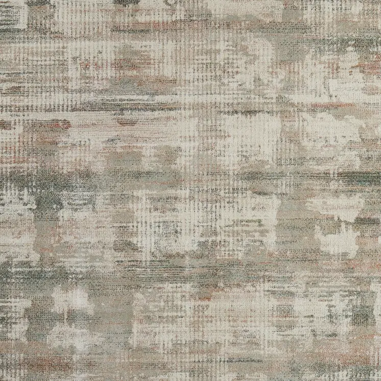 12' X 15' Ivory Gray And Green Abstract Distressed Area Rug