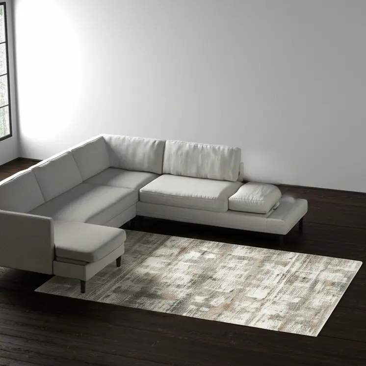 12' X 15' Ivory Gray And Green Abstract Distressed Area Rug