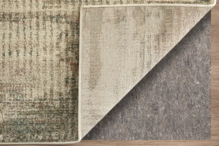 12' X 15' Ivory Gray And Green Abstract Distressed Area Rug