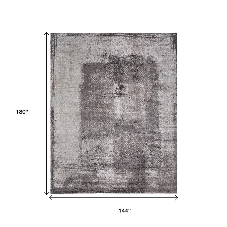 12' X 15' Gray Black And Taupe Abstract Distressed Area Rug