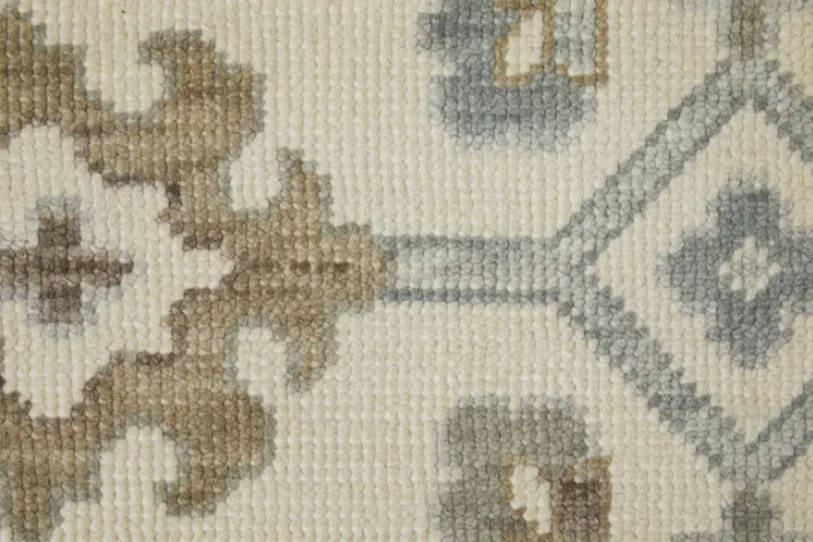 12' X 15' Ivory Gray And Brown Floral Hand Knotted Area Rug With Fringe