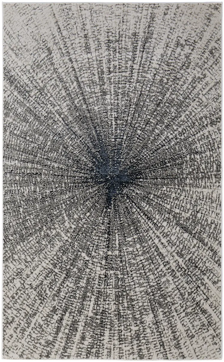12' X 15' Ivory Gray And Blue Abstract Area Rug