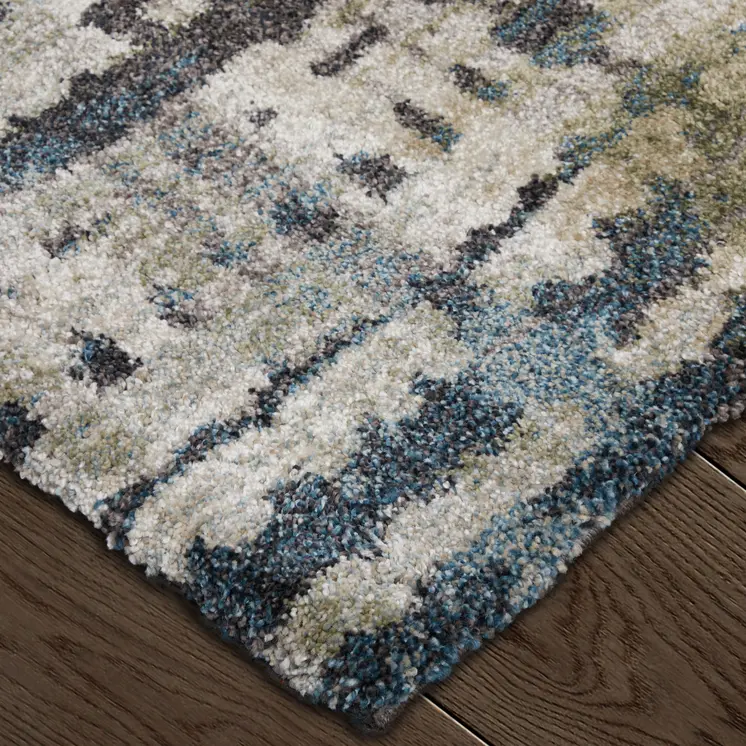 12' X 15' Gray Black And Ivory Abstract Distressed Area Rug
