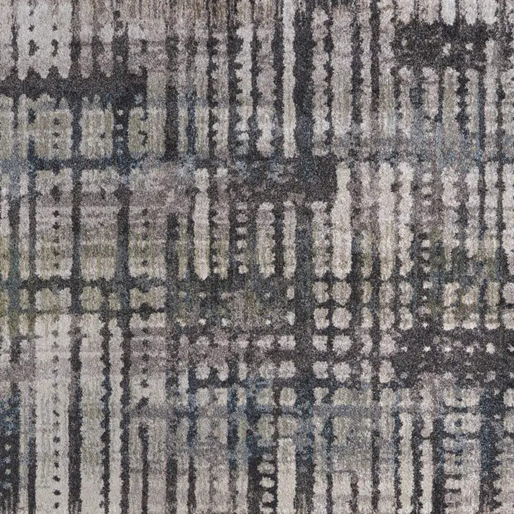 12' X 15' Gray Black And Ivory Abstract Distressed Area Rug