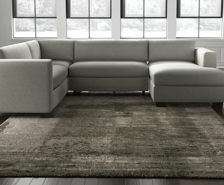 12' X 15' Green And Tan Abstract Distressed Area Rug