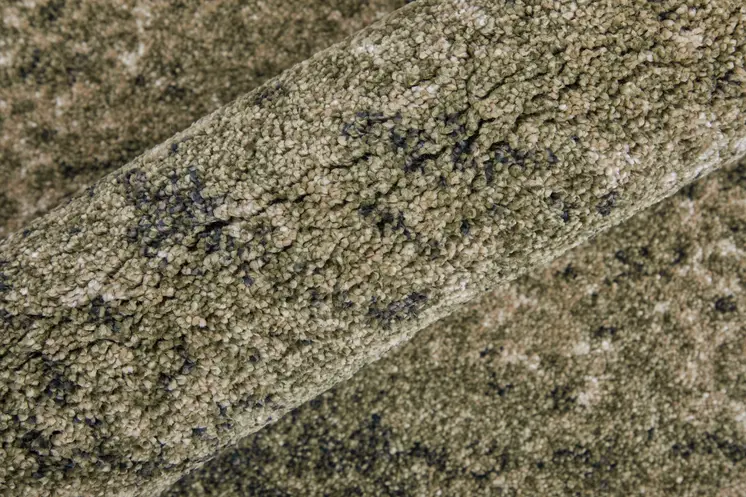 12' X 15' Green And Tan Abstract Distressed Area Rug