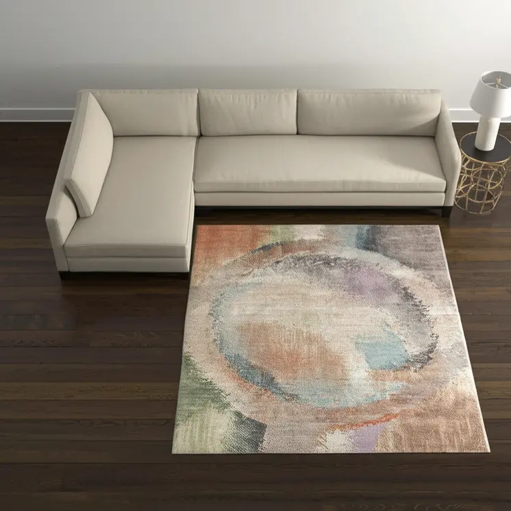 12' X 15' Brown Tan And Blue Abstract Distressed Area Rug