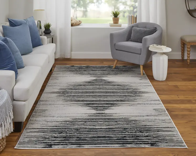 12' X 18' Black Silver And Taupe Geometric Area Rug