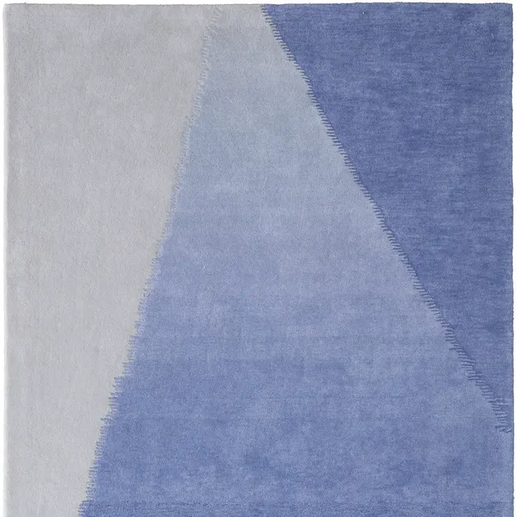 2' X 3' Blue And Gray Geometric Hand Tufted Area Rug