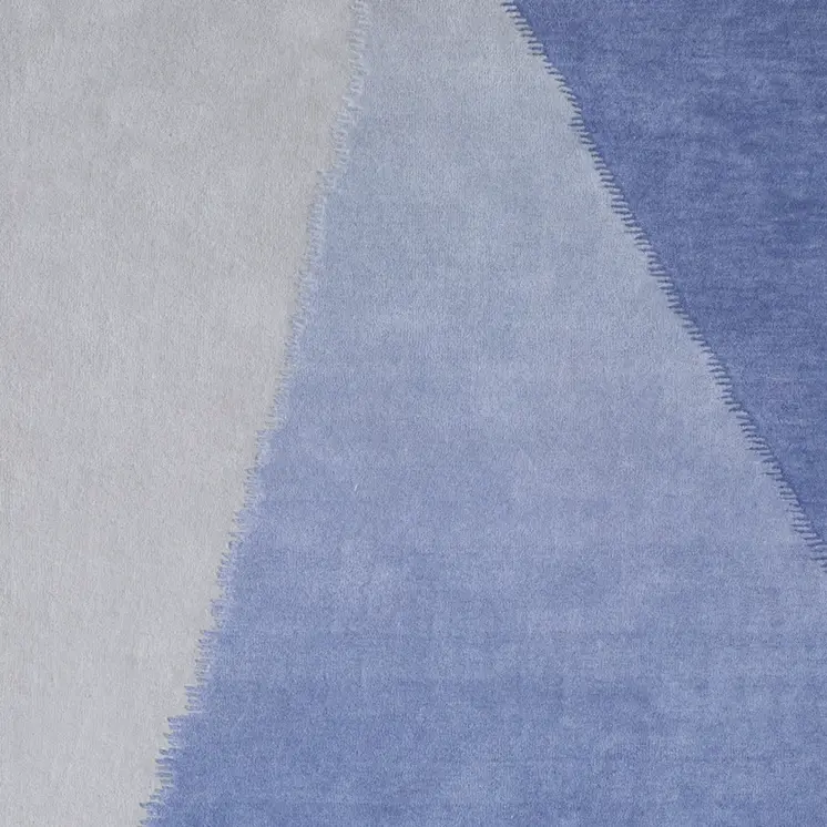 2' X 3' Blue And Gray Geometric Hand Tufted Area Rug
