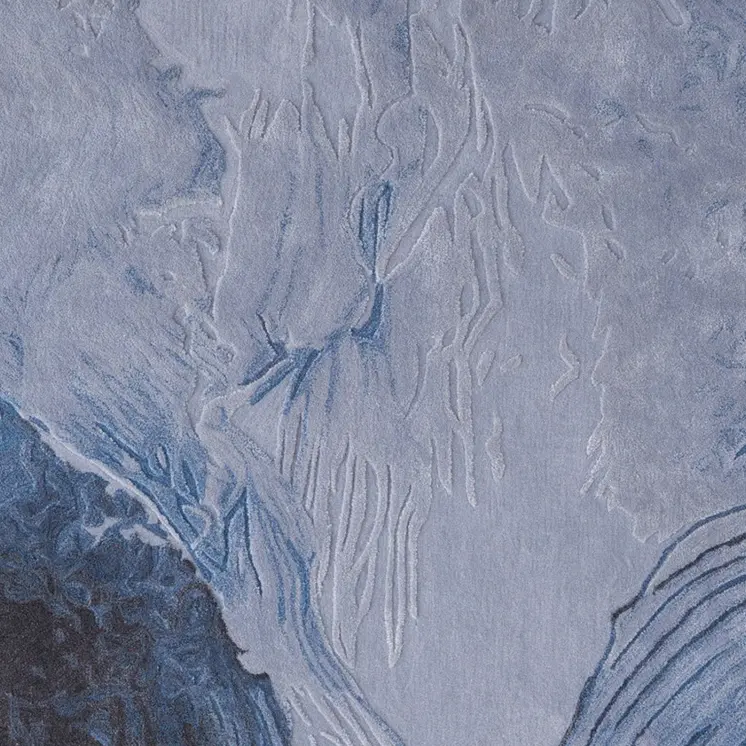 2' X 3' Blue Black And Gray Abstract Hand Tufted Area Rug