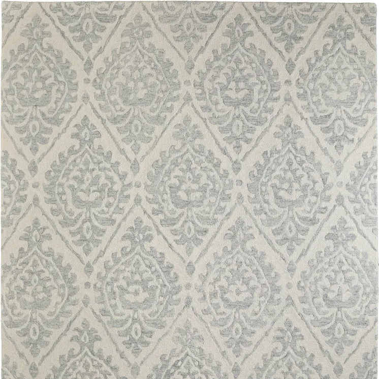 2' X 3' Ivory And Gray Floral Hand Tufted Area Rug